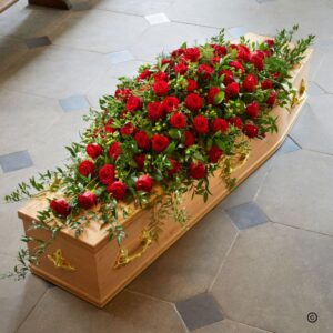 The Natural Red Rose Casket Spray